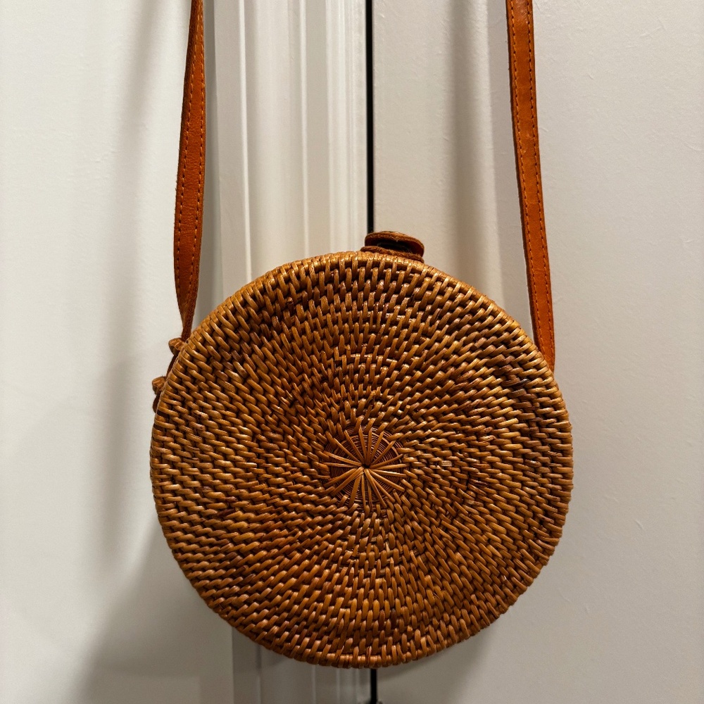 Rattan woven crossbody bag